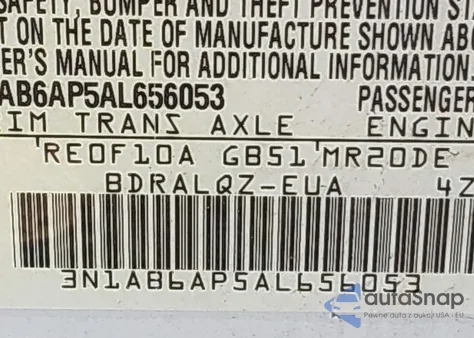 2010 Nissan Sentra 2.0 from USA, damaged, VIN 3N1AB6AP5AL656053
